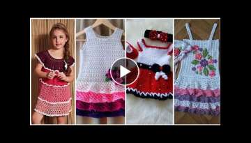 Latest Beautiful Trendy crochet knit little girl's Frocks Top Design
