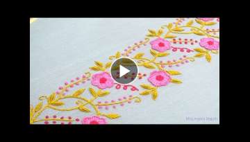 Easy But Fantastic Hand Embroidery Border Design For Beginners Step by Step