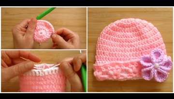 Crochet Baby Hat With Flower Crochet Baby Hat With Flower