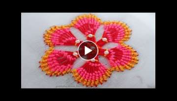 Hand Embroidery Stitch: Modern Embroidery Flower tutorial by Rose World