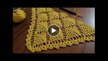 Tığişi örgü üçgen şal modeli yapımı & crochet knit shawl