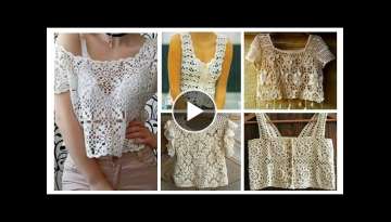 Beautiful Top Latest Fashion Designers Crochet Embroidered Lace pattern CropTop Blouse for girls