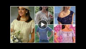 Trendy designer vintage1970s hand made beggie crochet blouse for high fashion ladies/boho style t...