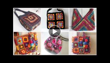 Stylish & Beautifull Korean style granny square knitted crochet handbags designes collection