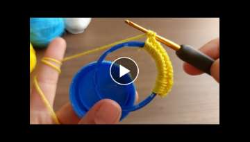 Super Easy Knitting Pattern with Plastic Bottle Ring- Plastik Şişe Halkası İle Tig işi Örg...