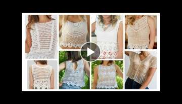 New &Top Latest Fashion Designer - Fancy Cotton Crochet Embroidered Lace pattern CropTop Blouse