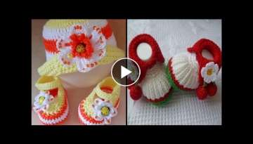 Super Stylish And Trendy Designer Crochet Colorful Baby Shoes /Sandals Design