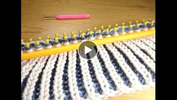 Como tejer una bufanda bicolor en punto brioche con telar (Tutorial DIY)