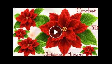 Como hacer flores Nochebuena a Crochet en punto 3D tejido tallermanualperu