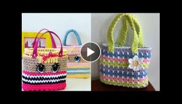 latest most beautiful and unique crochet kids baby girls hand bags 2021 #shorts