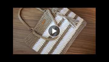 Bolsa de Croche Com Barbante - Fio Spesso - Tutorial de Croche - Purse Tutorial - Crochet Bag - D...