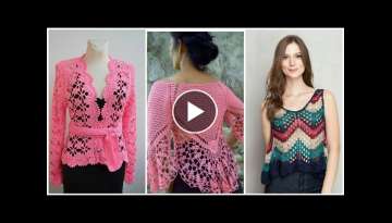 Latest stylish & Beautiful crochet knitted granny square style patchwork top blouse for ladies