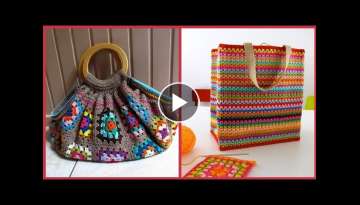 New creative hand knitted crochet bags free patterns | crochet bags, crochet handbags, shoulder b...