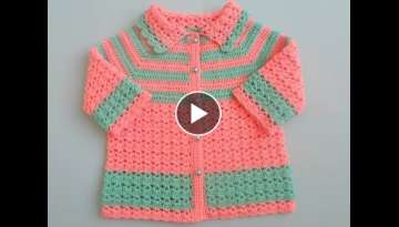 How to crochet easy baby sweater cardigan Tutorial