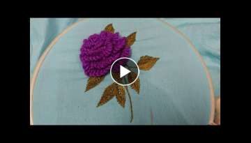 Hand embroidery 3D rose flower with easy basic stitch