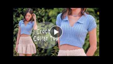 Crochet Ribbed Collar Top Tutorial | Crochet Collar Top | Chenda DIY