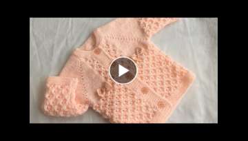 Hand Knitted new born baby cardigan (sweater) size (0-3) detailed guide