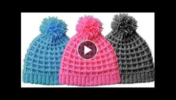 GORRO para nino y nina - Punto Waffle - Crochet Ganchillo