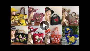New Gorgeous flower applique crochet handbags with same crochet cape designs collection 2022