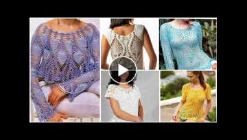 Trendy fashion crochet knitted pineapple leaves pattern fancy top blouse dress/boho fashion begg...