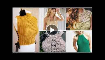 Very impressive fashion Crochet Blouse side Fitting & frill neck designs