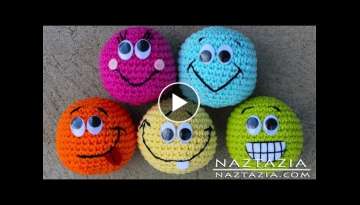 Learn How to Crochet - Basic Beginner Amigurumi Smiley Face Hacky Sack Ball Toy SC2TOG INVDEC Emo...