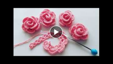 Making roses/Crochet roses/Shoes decorations/Rose making from wool rope/Knitting roses