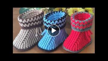 Botinha em croche para bebes O a 1 ano crochet baby booties