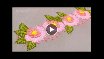Light Pink Flower Embroidery Design Latest, Cute Rose Embroidery Design, Rose Embroidery by Hand