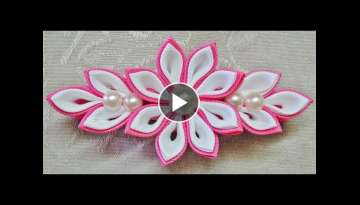DIY kanzashi flower hairclip, kanzashi flower tutorial, how to, kanzashi flores de cinta