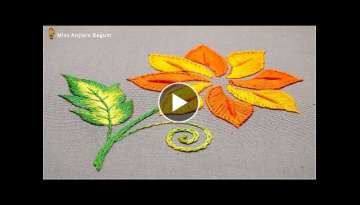 How to Use Satin Stitch on Leaf Embroidery - Flower Embroidery Tutorial