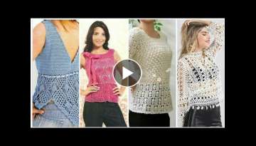 Most stylish &Dreamy vintage70s pastel color crochet lace pattern peplum top blouse dress design