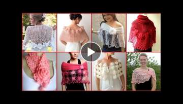 very stylish and beautiful crochet lace flower caplet scarf shawl & neck warmer designs for ladie...