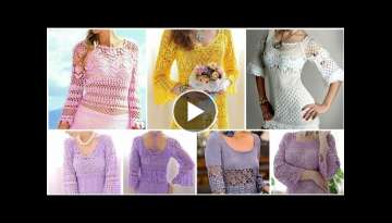 Designer Stylish & Beautiful Crochet knitted Lace flower pattern Patchwork Blouss & Vest top dres...