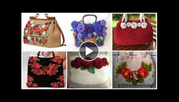 Stylish & Trendi crochet knitting hand purse handbags with flowers decorations