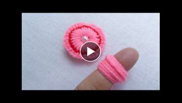 Hand Embroidery Amazing Trick, Easy Flower Embroidery Trick, Woolen Flower