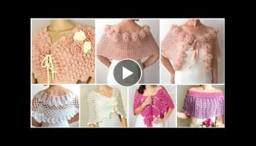Trendy designer fancy cotton crochet knitted lace flower pattern bridal capelet shawls for women