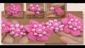 Crochet Floral 3D Adornment with Beads Tutorial 134 Crochet Floral 3D Adornment with Beads Tutorial 134