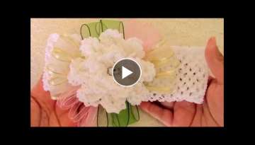 DIY flores a crochet y diademas - flowers to crochet headbands with ribbons