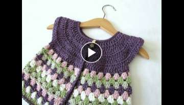 How to crochet a baby / girl's granny stripe cardigan