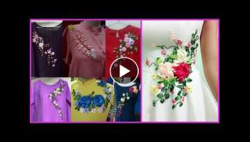 Ribbon Embroidery Dresses-Ribbon Work Neckline Fashion Trends