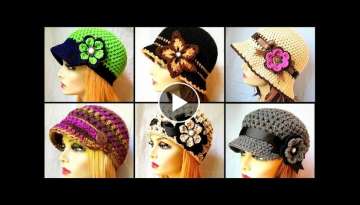 Very Pretty Flower Stylish Crochet Cap design/Easy Handmade Crochet Hat Patterns & Ideas For Girl... Very Pretty Flower Stylish Crochet Cap design/Easy Handmade Crochet Hat Patterns & Ideas For Girl...