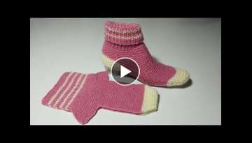 Women socks booties knitting pattern//English subtitles//