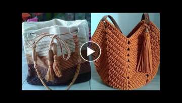 Top style new crochet hand bags - stylish handbags - crochet tote bags - crochet shoulder bags