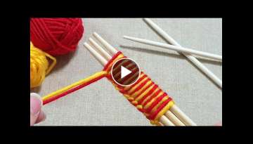 Super Easy Woolen Flower Craft Ideas using Chopstick - Hand Embroidery Amazing Trick - Wool Desig...