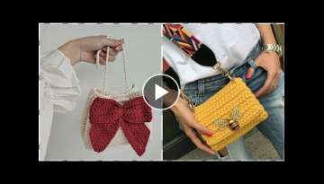 Crochet beautiful and stylish mini bags -unique and beautiful