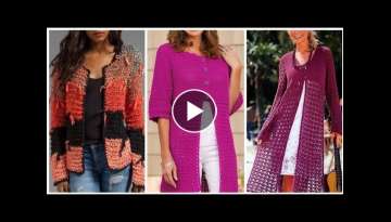 Boutique Style In English Pattern Crochet, Knit Cardigan Jacket long vest shrugs design
