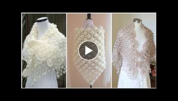 Stylish designer hand made fancy cotton yarn crochet lace pattern bridal shawl design ideas