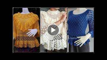 Most wonderful latest creative easy crochet hand knit blouse crop top pattern designs for woman