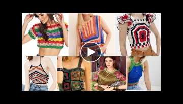 Very Stylish And Trendy Crochet Fancy Cotton Yarn Pattern Top Blouse Designs For Beautiful Ladies